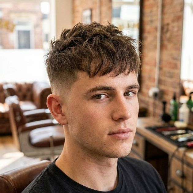 Low Taper Fade Messy Front