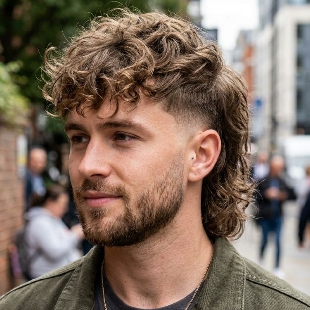 Low Taper Fade Mullet Messy Style