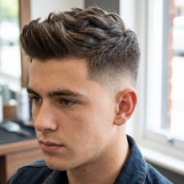 Low Taper Fade Quiff with Texture