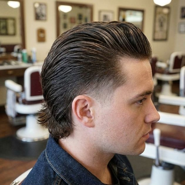Low Taper Fade Slick Back Mullet