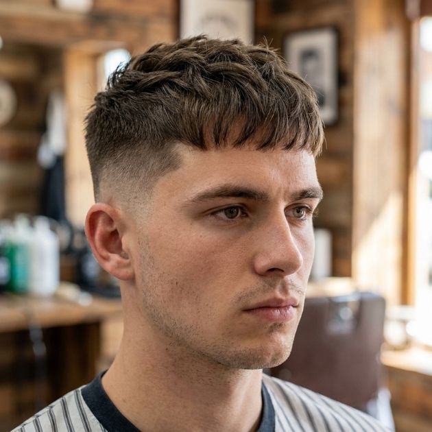 Low Taper Fade Thin Fringe
