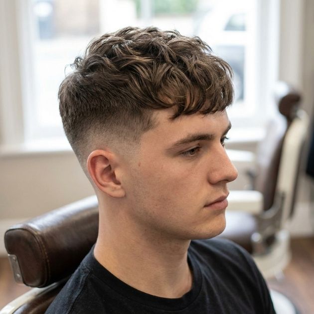 Low Taper Fade Wavy Fringe