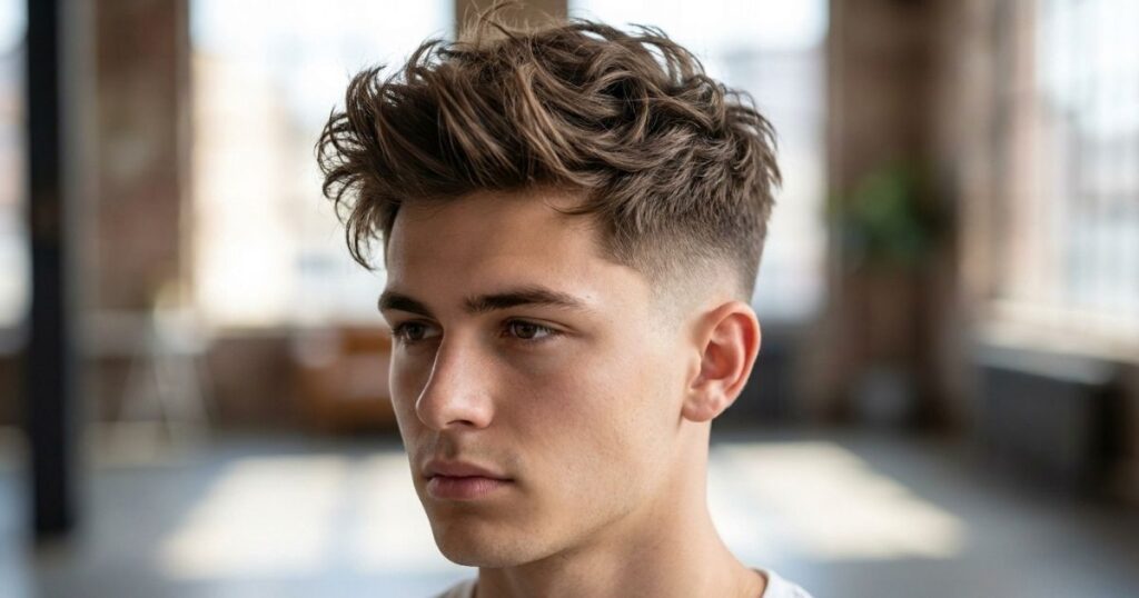 Low Taper Fade With Messy Fluffy Hair
