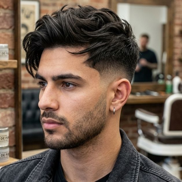 Low Taper Fade With Trending Textured Crop Side-Swept