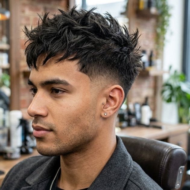 Low Taper Fade With Trending Textured Crop Spiky