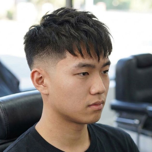 Low Taper Fade with Asian Fringe