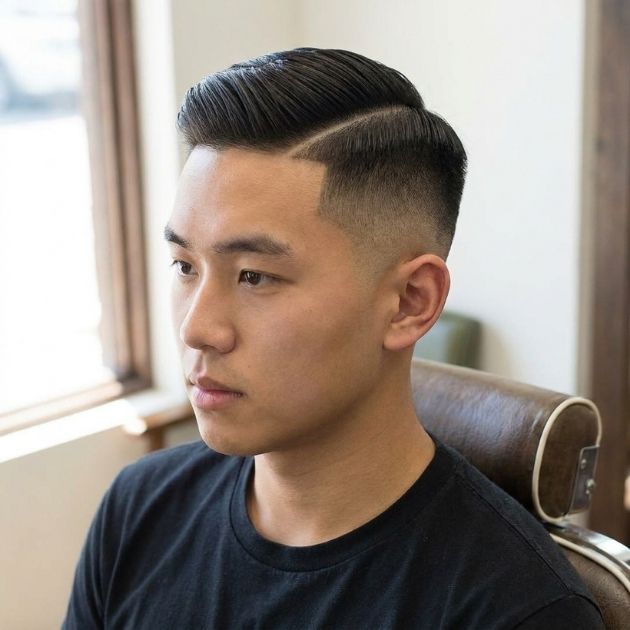 Low Taper Fade with Asian Side Part