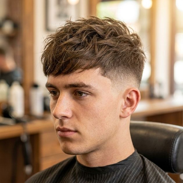 Low Taper Fade with Messy Layered Hair