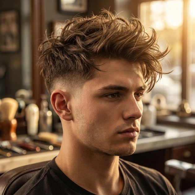 Low Taper Fade with Messy Medium Hair