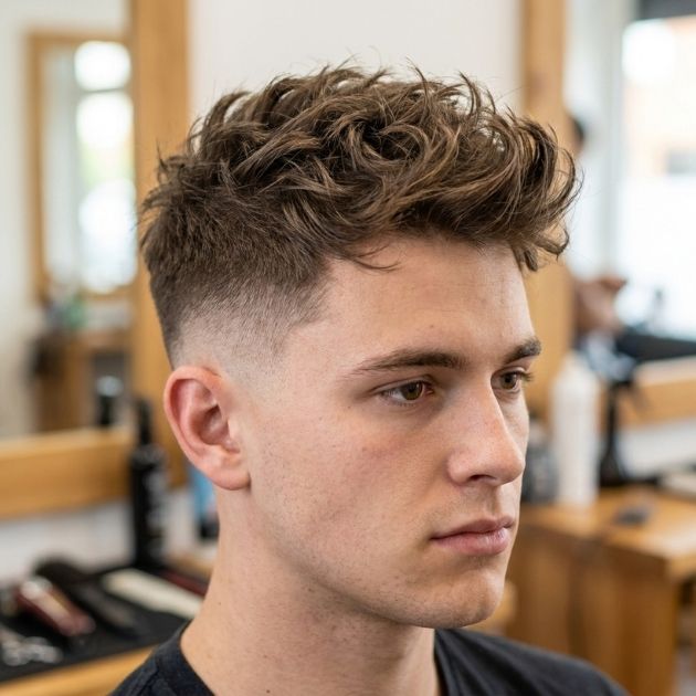 Low Taper Fade with Messy Modern Hair