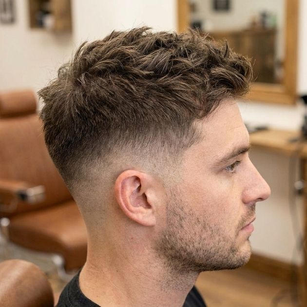 Low Taper Fade with Messy Short Hair