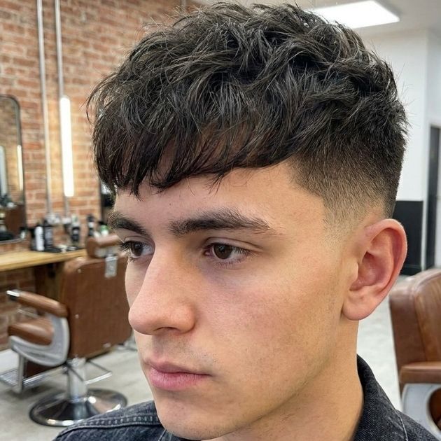 Low Taper Fade with Messy Textured Fringe