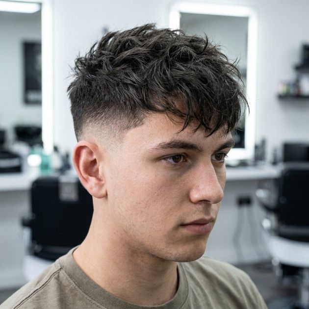 Low Taper Fade with Messy Textured Hair