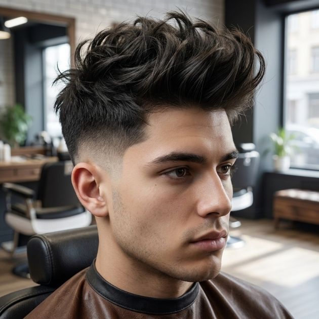 Low Taper Fade with Messy Thick Hair