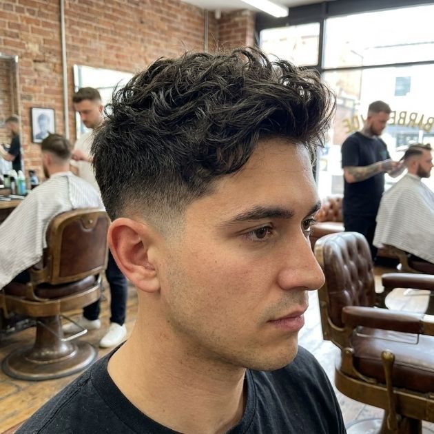 Low Taper Fade with Messy Wavy Hair