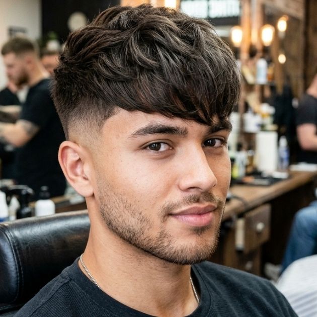 Low Taper Fade with Textured Fringe Haircut