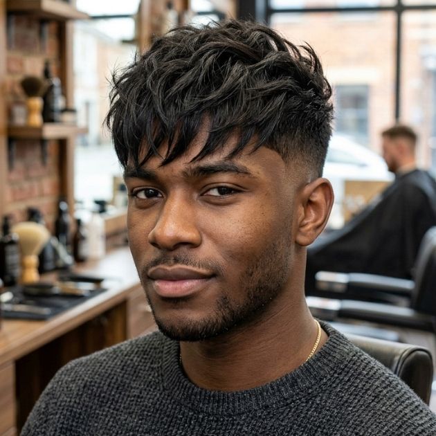Low Taper Fade with Textured Fringe