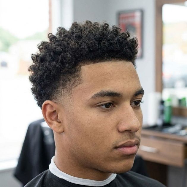 Mid Curly Burst Fade