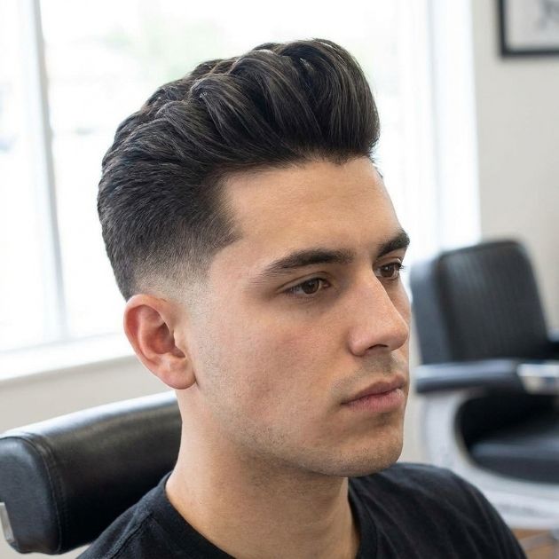 Quiff for Thick Hair with Low Taper Fade