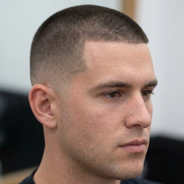 Short Buzz Cut with Low Taper Fade