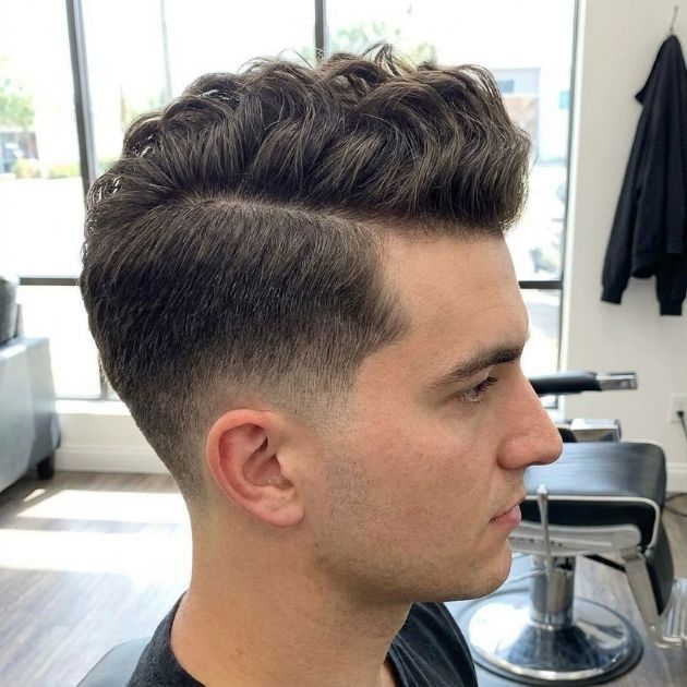 Side Part Low Taper Fade Wavy Hair