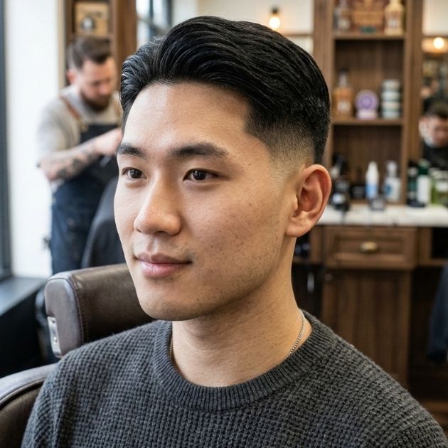 Straight Hair Low Burst Fade