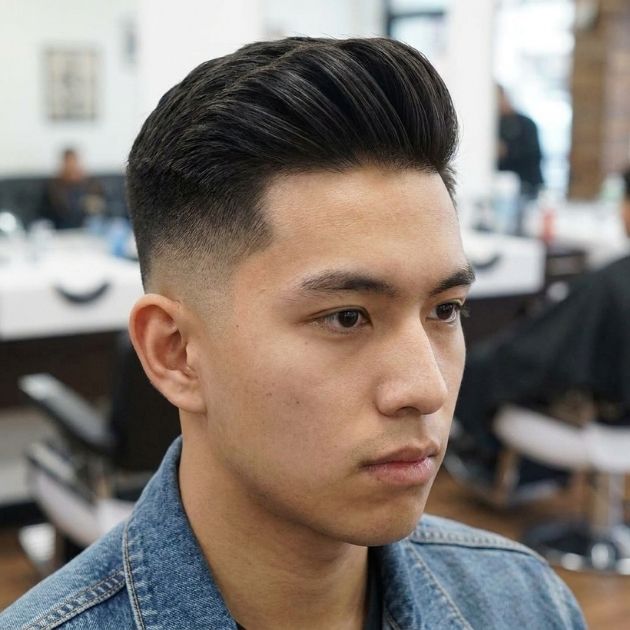 Straight Hair Quiff Fade Style