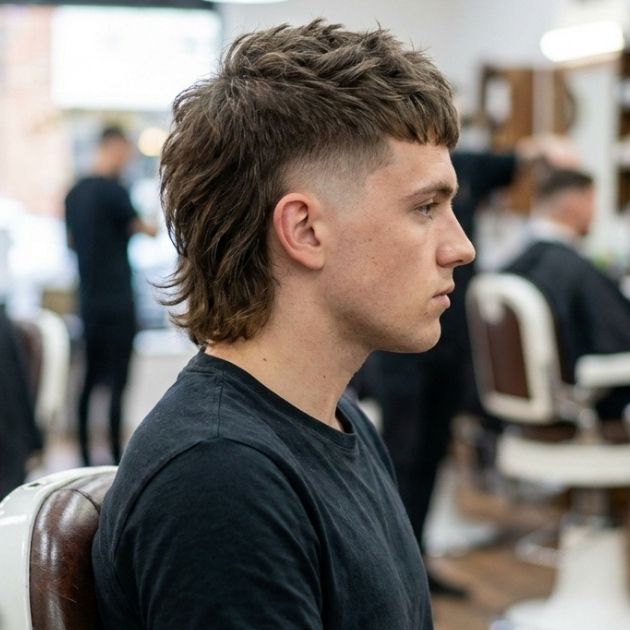 Taper Burst Fade Mullet