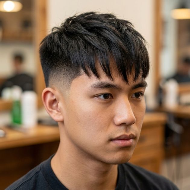 Taper Fade Fringe Straight Hair