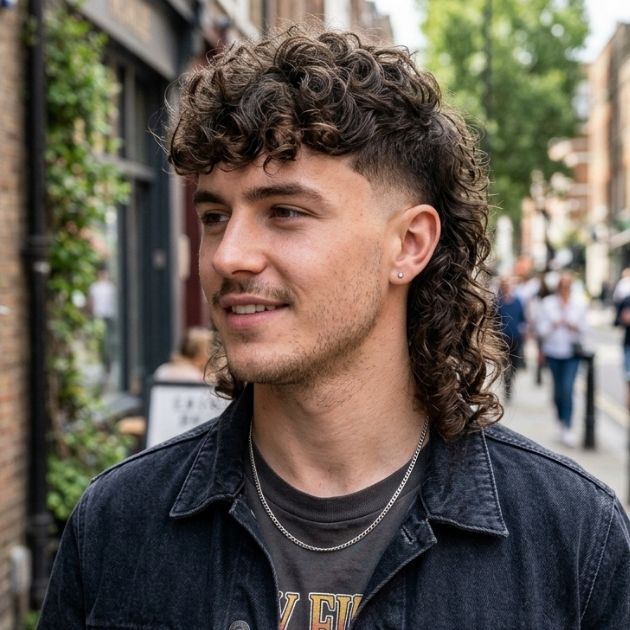 Taper Fade Mullet Curly Style
