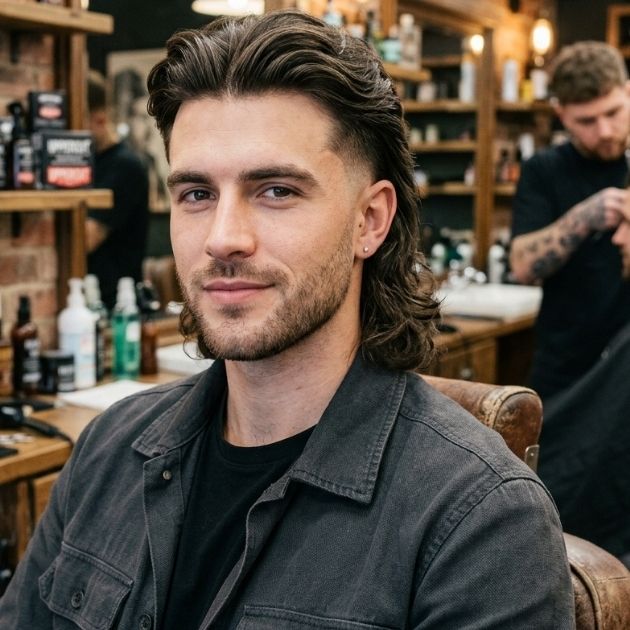 Taper Fade Mullet Middle Part