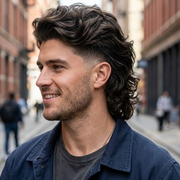 Taper Fade Mullet Thick Hair Style
