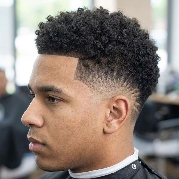 Temple Curly Burst Fade