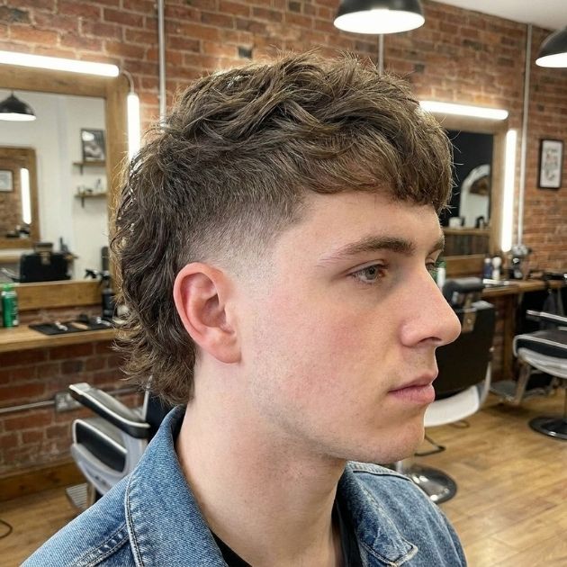 Textured Burst Fade Mullet