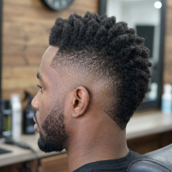 _Burst Fade Mohawk with V-Cut Neckline