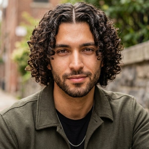 Curly Middle Part