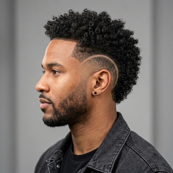 High Burst Fade Curly Hair
