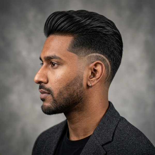  High Burst Fade Straight Hair