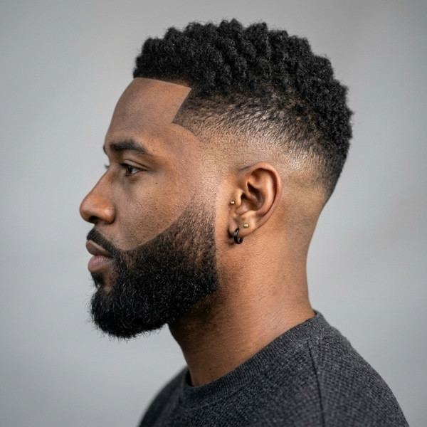 High Burst Fade with Beard