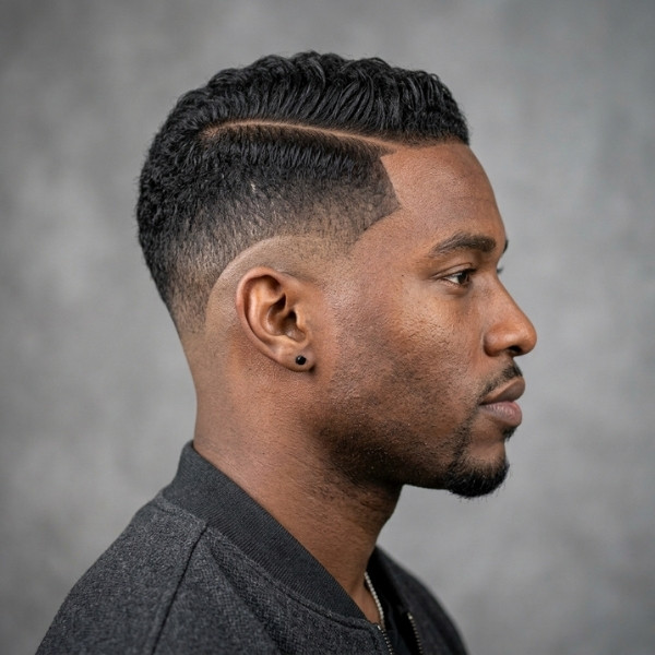  High Burst Fade with Side Part