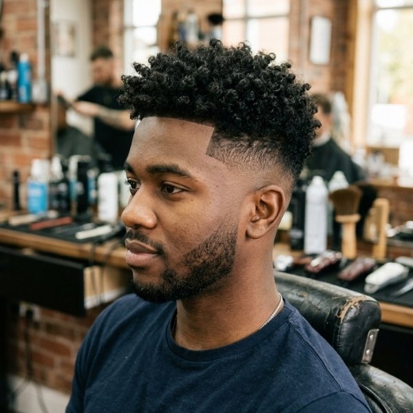 Mid Skin Fade With Curly Top