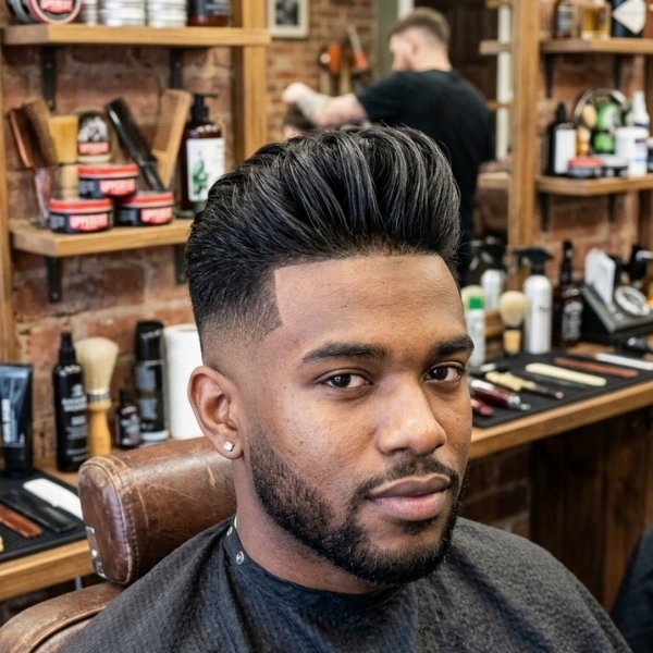 Mid Skin Fade With Pompadour