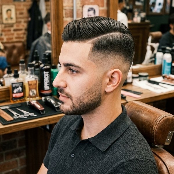 Mid Skin Fade With Side Part