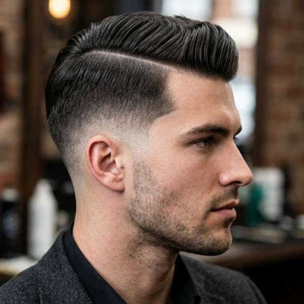 Mid Taper Fade Comb Over