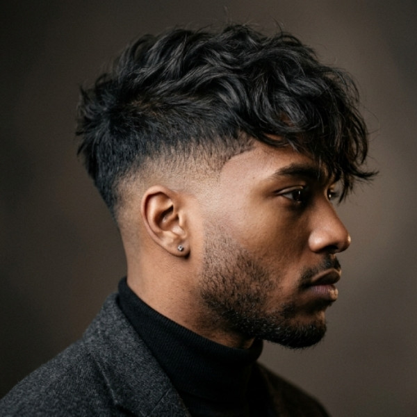  Mid Taper Fade with Textured Fringe